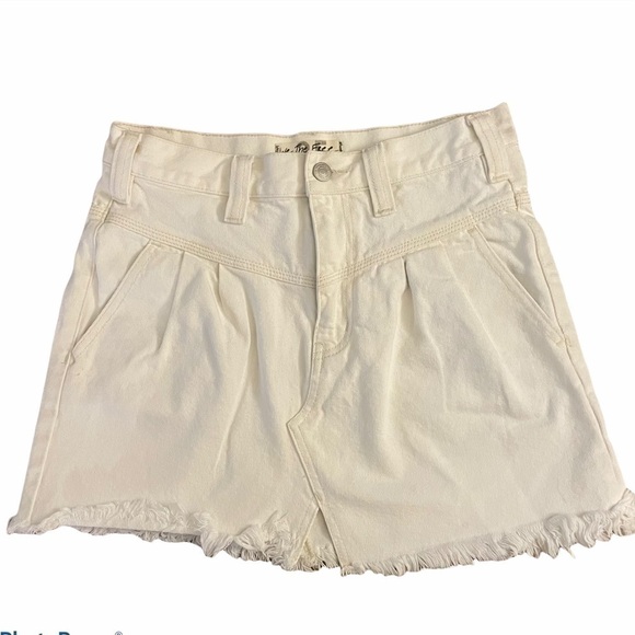Free People Women's Sidecar Mini Jean Skirt White in Size 25 - Picture 8 of 12